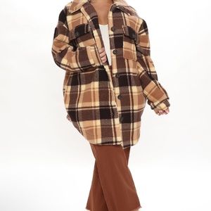 Comfy Cozy Sherpa Shacket -Brown/Combo